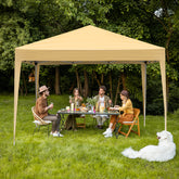 HAOYYE 10x10ft Khaki Waterproof Folding Tent with Two Doors and Two Windows Right Angle Steel Frame Pop Up Canopy Shelter with Oxford Fabric Portable Outdoor Gazebo for Patio Camping Market Events Easy Setup